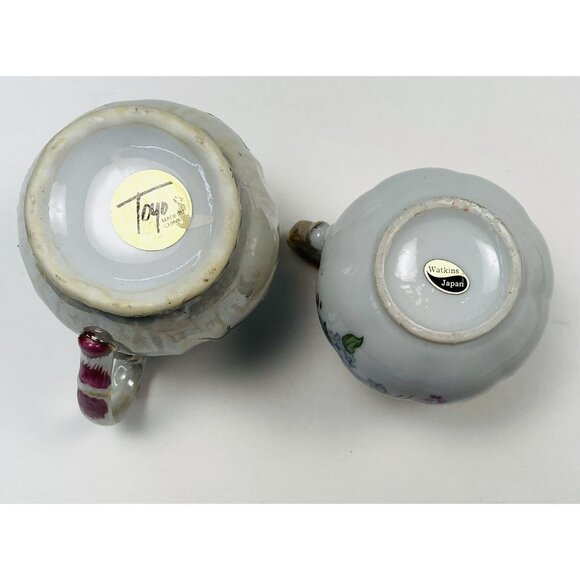 VTG 4pc Lot Ceramic Handpainted Miniature PITCHERS & BOWL Lefton Toyo Watkin - Picture 7 of 12